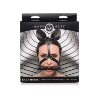 XR Brands Dark Horse - Uprząż na głowę pony z silikonowym wędzidłem, zdjęcie 3