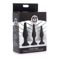 XR Brands Triple Spire - Tapered Silicone Anal Trainer Set - 3 Pieces - Black, picture 2