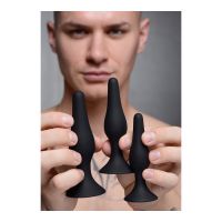 XR Brands Triple Spire - Tapered Silicone Anal Trainer Set - 3 Pieces - Black, picture 3