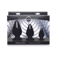 XR Brands Triple Cones - Anal Plug Set - 3 Pieces - Black, picture 2