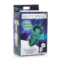XR Brands Glow-In-The-Dark - Selvlysende Buttplug i glas - Small, billede 3