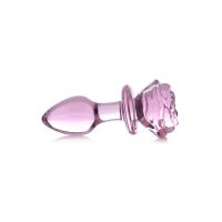 XR Brands Pink Rose - Plug Anal Vidro - Médio