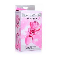 XR Brands Pink Rose - Plug Anal Vidro - Médio, imagem 2