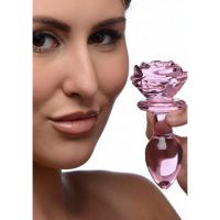 XR Brands Pink Rose - Plug Anal Vidro - Médio, imagem 4