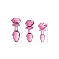 XR Brands Pink Rose - Plug Anal Vidro - Médio, imagem 5