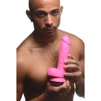 XR Brands POP - Dildo med testikler - 21 cm - Lyserød, billede 5