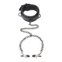 XR Brands Collared Temptress - halsbånd med brystvorteklemmer