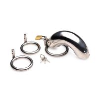XR Brands Forged Captor - Låsbar Kyskhetsbur i Stål med 3 Ringer, bilde 4