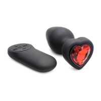 XR Brands Silikone Vibrator Rød Hjerte - Buttplug med fjernbetjening - Small