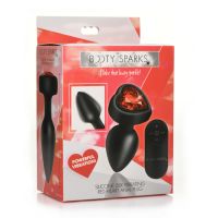 XR Brands Silikone Vibrator Rød Hjerte - Buttplug med fjernbetjening - Small, billede 2