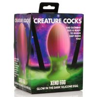 XR Brands Xeno Egg - Pimeässä hohtava - Silikoninen muna - Pinkki, kuva 5