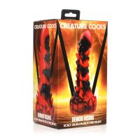 XR Brands Demon Rising - Skællet Drage Silikone Dildo - Rød/Sort, billede 2