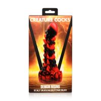 XR Brands Demon Rising - Skællet Drage Silikone Dildo - Rød/Sort, billede 3
