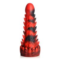 XR Brands Demon Rising - Skællet Drage Silikone Dildo - Rød/Sort, billede 4