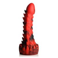 XR Brands Demon Rising - Skællet Drage Silikone Dildo - Rød/Sort, billede 5