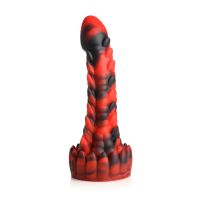XR Brands Demon Rising - Skællet Drage Silikone Dildo - Rød/Sort, billede 6