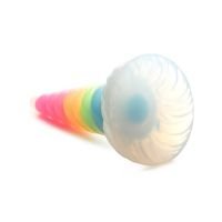 XR Brands UniGlow - Selvlysende silikondildo i regnbuefarger, bilde 2