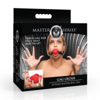 XR Brands Gag Order - Bâillon boule extrême en silicone - Rouge, photo 6