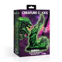XR Brands Glowzilla - Självlysande silikondildo - Grön/Svart, bild 4