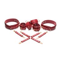 XR Brands Crimson Captive - Reisi-, ranne- ja nilkkakahleet hogtie-sidontaan - Punainen