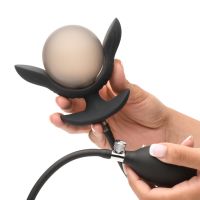 XR Brands Dark Pearl - Inflatable Vibrating Butt Plug with Remote Control - Black, picture 6