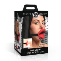 XR Brands Sissy - Bavaglio a Bocca Aperta Vibrante - Rosso, immagine 3