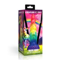 XR Brands Magic Rider - Yksisarvisdildo silikonia - Sateenkaari, kuva 4