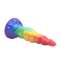 XR Brands Magic Rider - Yksisarvisdildo silikonia - Sateenkaari, kuva 2