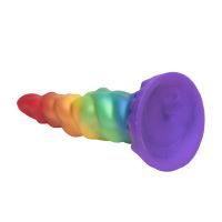 XR Brands Magic Rider - Yksisarvisdildo silikonia - Sateenkaari, kuva 3
