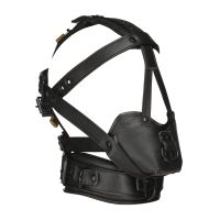 XR Brands Harness per la Testa in Pelle con Museruola - Nero