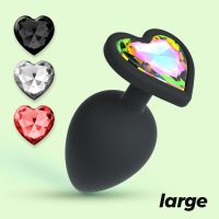 Crushious Cuore - Plug Anale con Quattro Gioielli Intercambiabili - Large - Nero