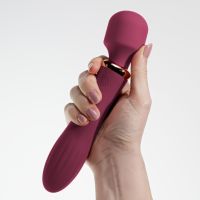 Crushious Jinx - Vibromasseur wand avec chaleur - Rouge vin, photo 6