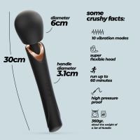 Crushious Holly - Genopladelig wand massagestav - Sort, billede 6
