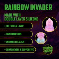 Fiction Cocks Rainbow Invader - Silikonidildo - Sateenkaari, kuva 7