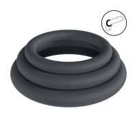 Levelz Classic silikonowe cockringi, zestaw 3 szt. - L/XL/XXL - Czarny