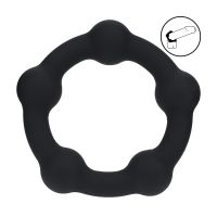 Levelz Cockring in Silicone con Perline - M - 35mm - Nero