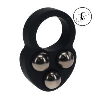 Levelz Cockring lesté triple en silicone liquide - Noir