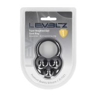 Levelz Cockring lesté triple en silicone liquide - Noir, photo 2