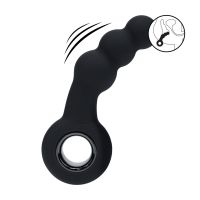 Levelz Vibrating Beaded Silicone Prostate Massager with Loop - Black