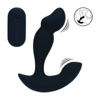 Levelz Stimulateur de prostate vibrant double moteur en silicone liquide avec télécommande - Noir