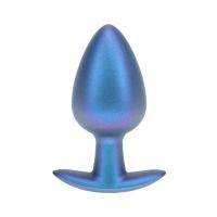 Ouch! Plug anal en silicone lisse - Large - 8,9 cm - Bleu métallisé