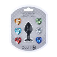 Ouch! Interchangeable Diamond Heart Gem Butt Plug Medium - Black, picture 2