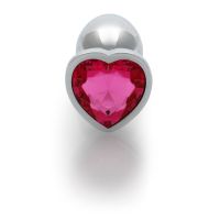 Ouch! Plug anal Heart Gem - Small - Argent/Rose rubellite, photo 2