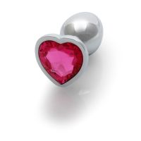 Ouch! Plug anal Heart Gem - Small - Argent/Rose rubellite, photo 3