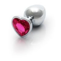 Ouch! Heart Gem - Korek analny - Medium - Srebrny/Rubelitowy róż, zdjęcie 4