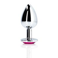 Ouch! Heart Gem Buttplug - Large - Sølv/Rubellitrosa