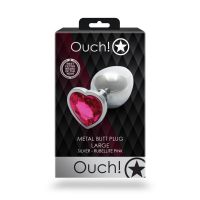Ouch! Heart Gem Buttplug - Large - Sølv/Rubellitrosa, billede 6
