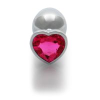 Ouch! Heart Gem Buttplug - Large - Sølv/Rubellitrosa, billede 2