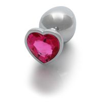 Ouch! Heart Gem Buttplug - Large - Sølv/Rubellitrosa, billede 3