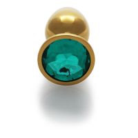 Ouch! Round Gem Anaalitappi - Small - Kulta/Smaragdinvihreä, kuva 2